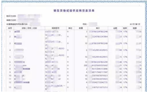 货物明细清单